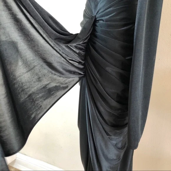 NIGHT MOVES rushed black vintage cocktail elegant Dress S - Picture 4 of 10